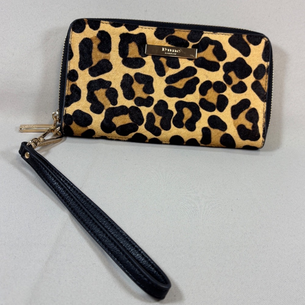 Dune London Wristlet Womens OS Leopard Calf Hair Leather Wallet Clutch